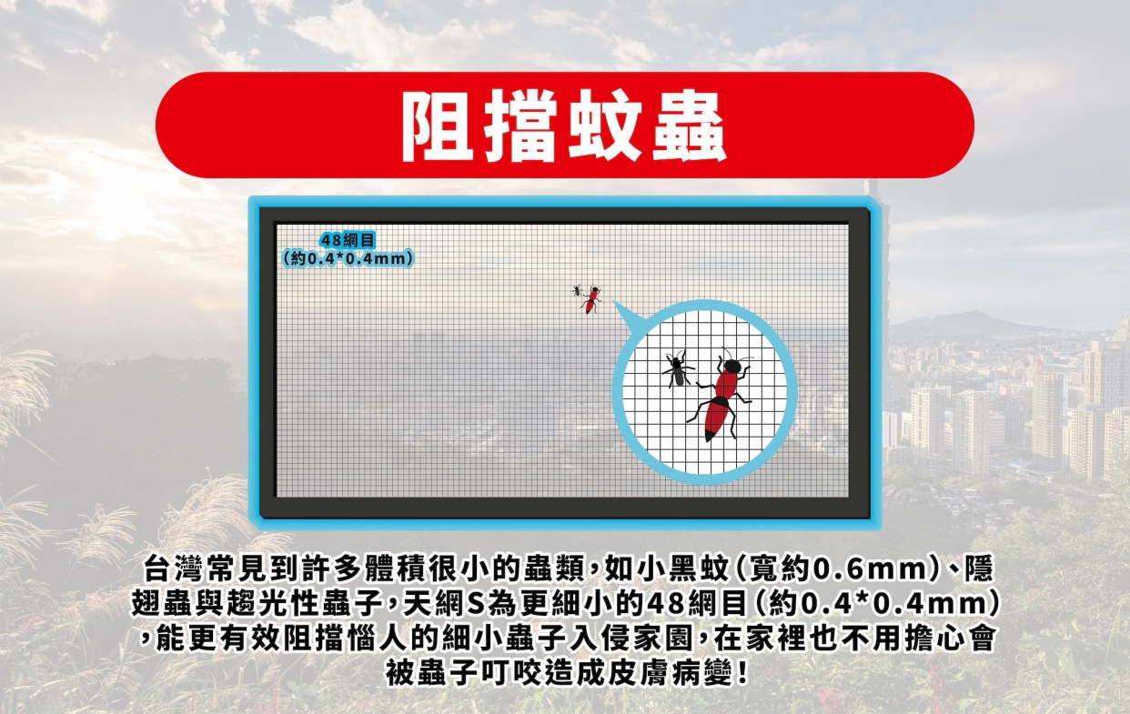 安裝天網s能阻擋微小害蟲