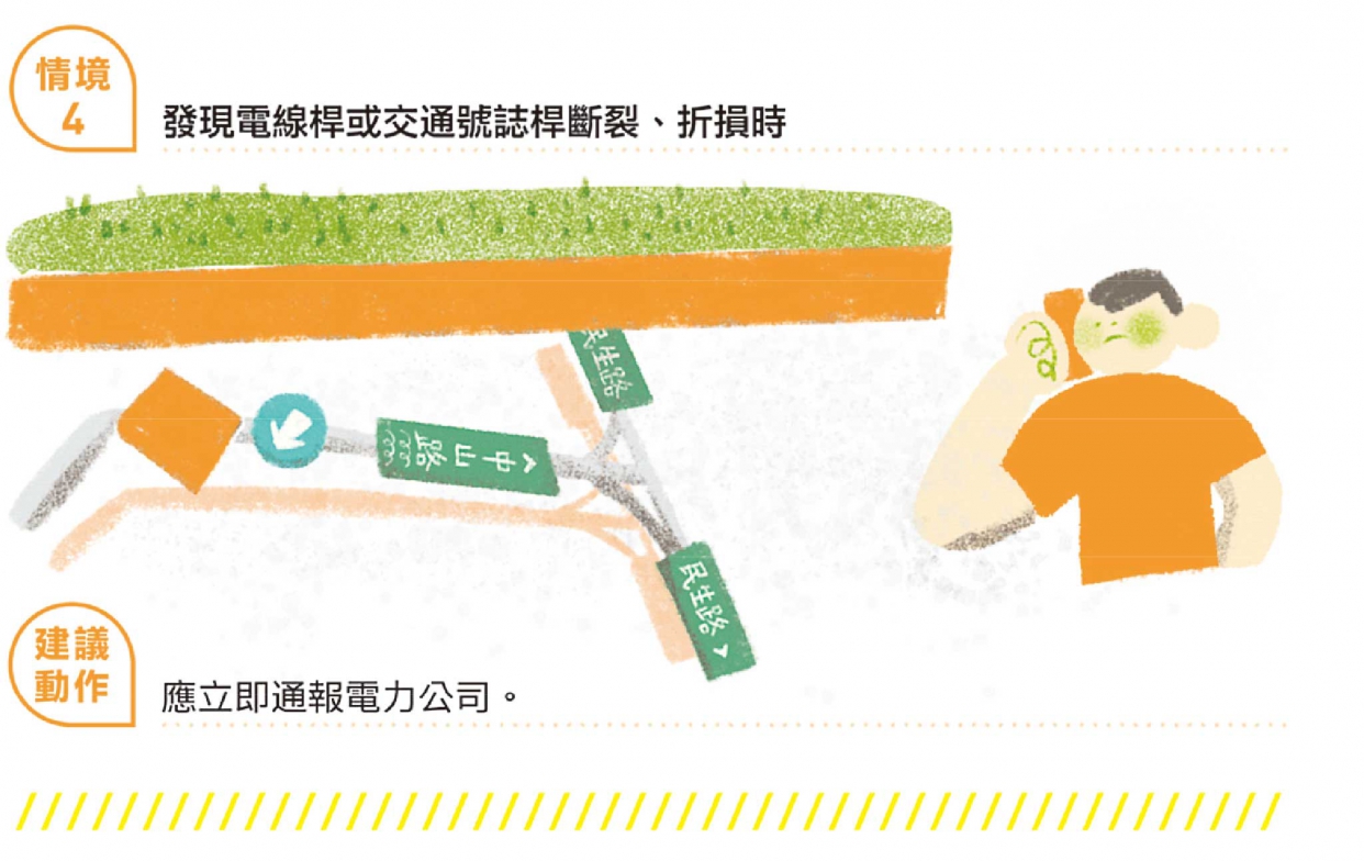 情境4/發現電線桿或交通號誌桿斷裂、折損時