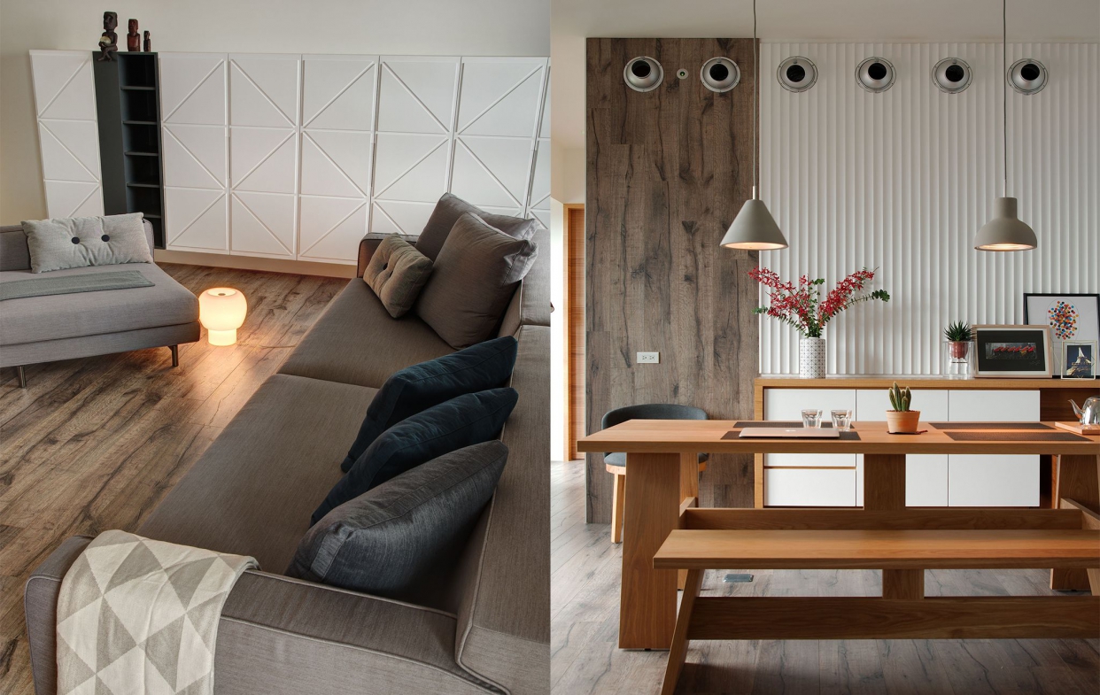 漆白處理讓室內有挑高與開闊空間