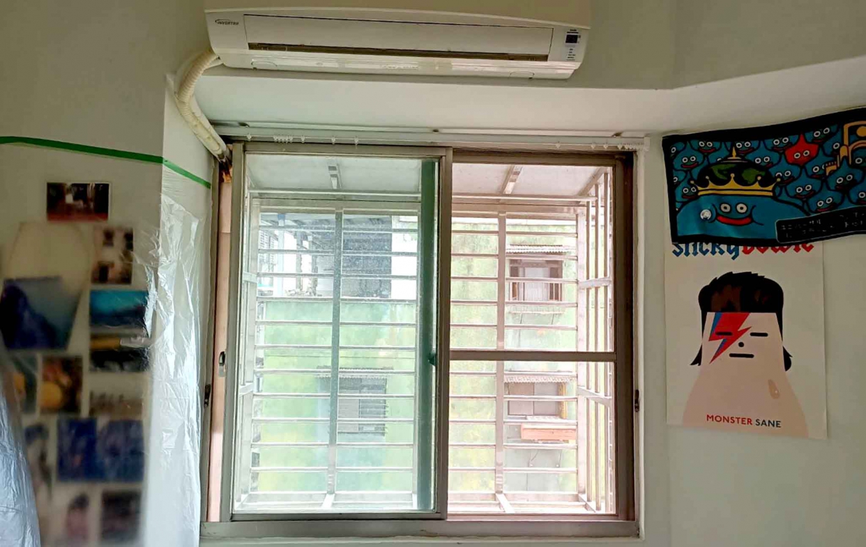 舊鋁窗冷氣管線穿窗