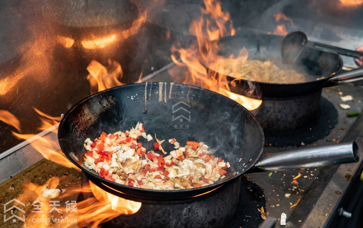  居家通風空氣中污染問題：廚房油煙氣體污染示意圖