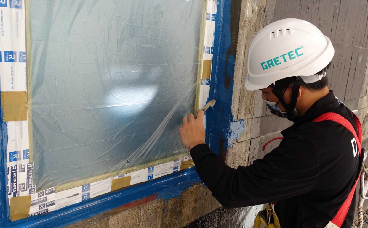 崁縫處波力膠（PS-1K）補強