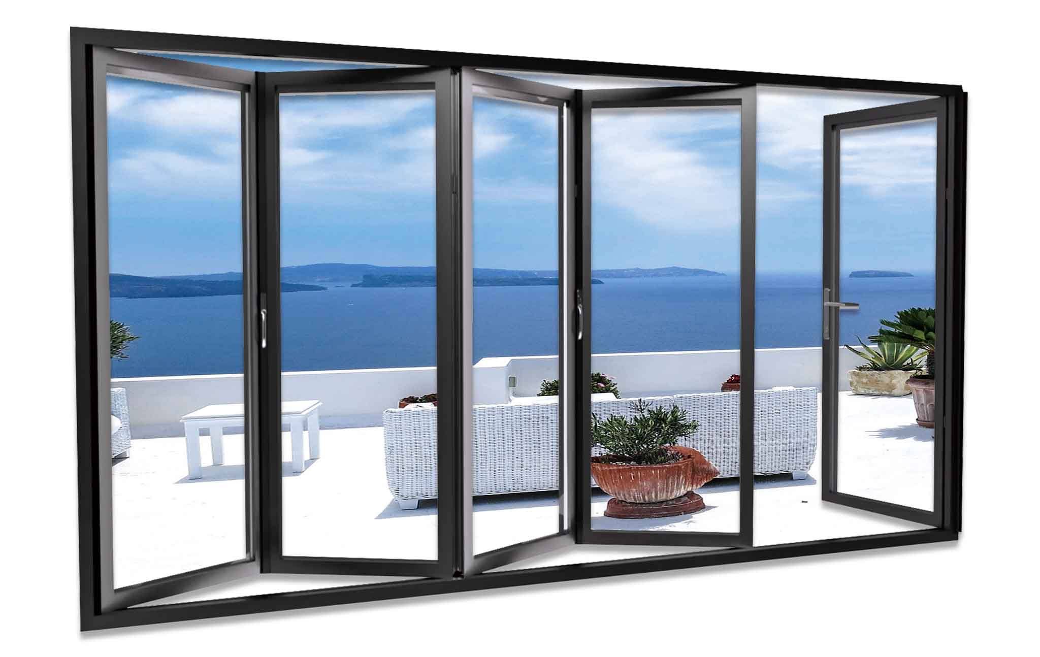 全天候日系折疊門六摺示意圖