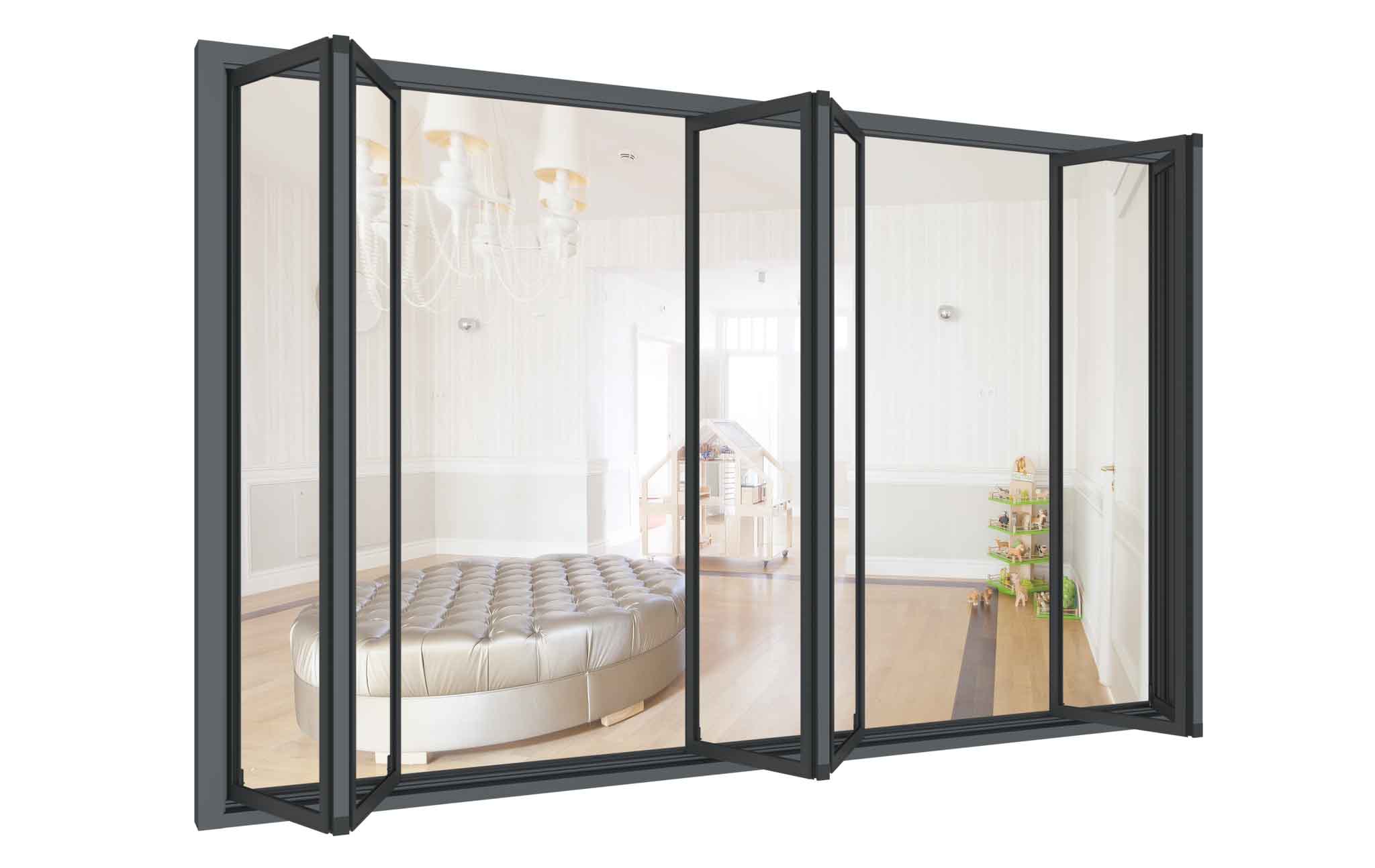 全天候日系折疊門六摺示意圖