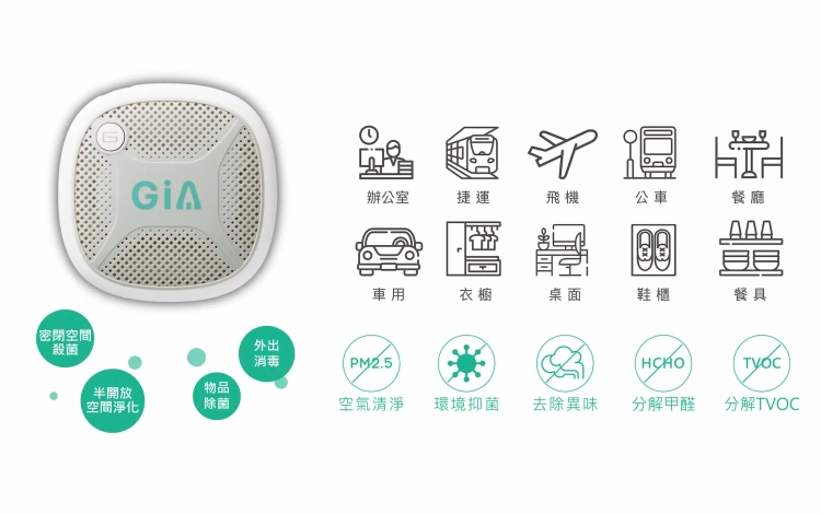 GiA-SUNNY可攜式V-UVC紫外線除菌器多種環境可用